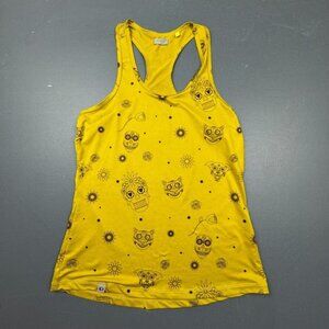 Pearl Izumi Tank Top Women's Small Yellow Floral Graphic Racerback Athletic Gym